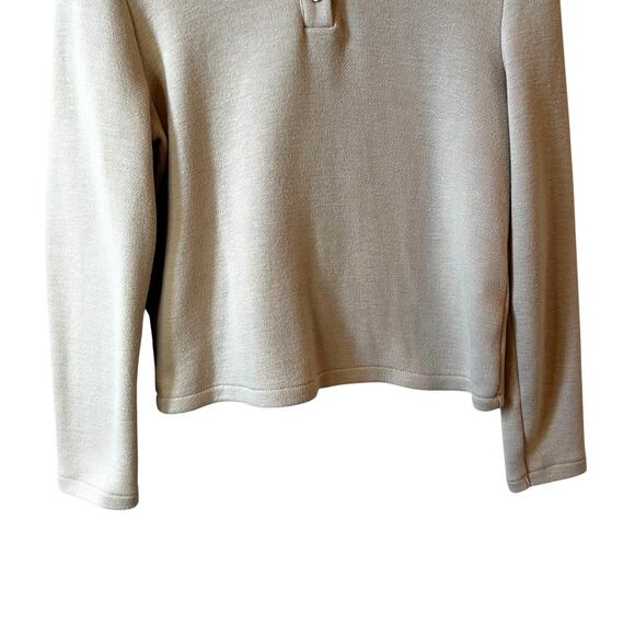 ZARA Long Sleeve Collared Pullover Polo Sweater Beige Womens Size Medium Classic - Picture 5 of 9